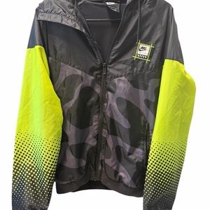 Nike Air Jacket Mens Small Hooded Windbreaker Full Zip Camo Print Retro